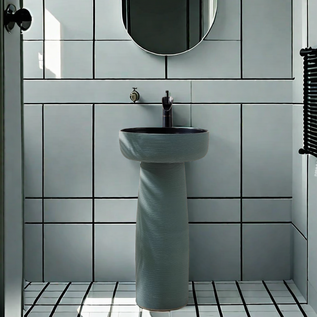 小户型立柱盆一体落地式户外庭院洗手盆立柱式洗脸盆卫生间台盆