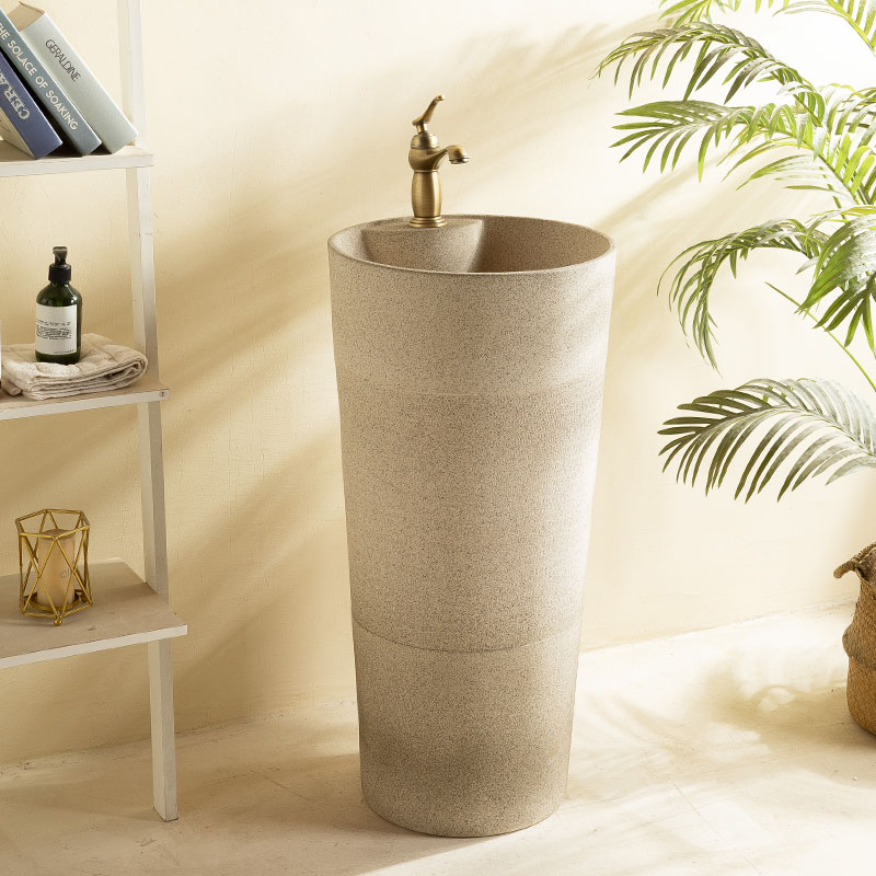 民宿立柱洗手盆户外彷石头陶瓷洗手盆庭院室外洗手池花园别墅茶室