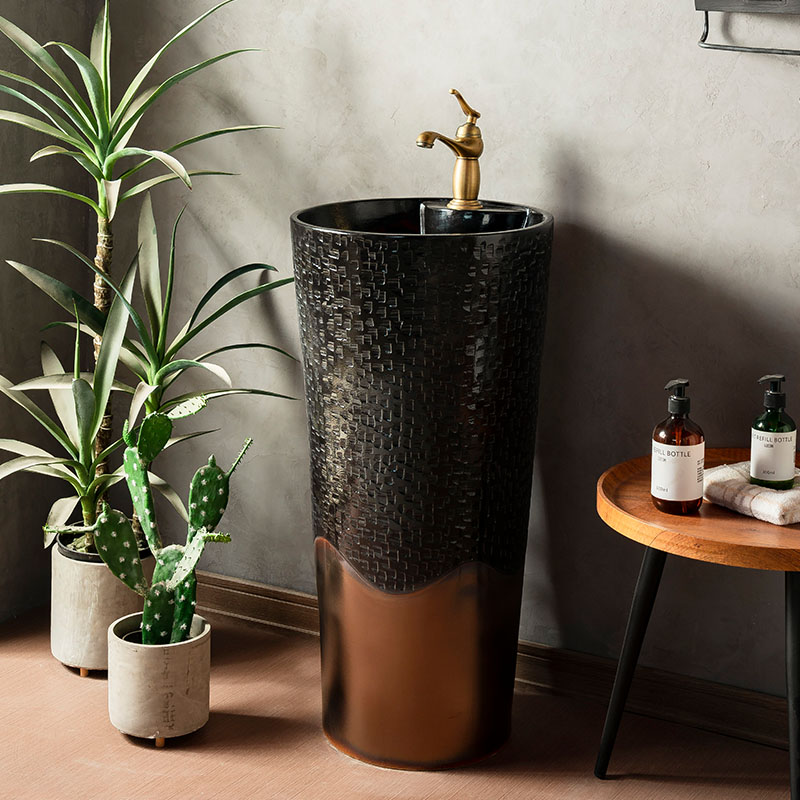 黑色户外落地式洗手盆庭院工业