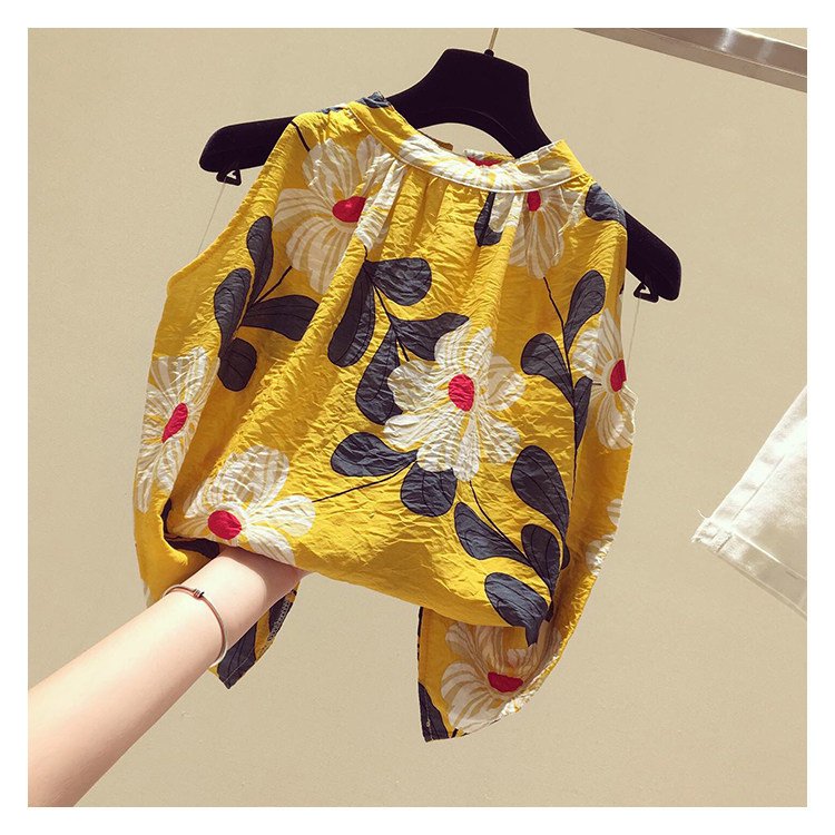 无袖雪纺衫女2019新款夏季韩版超仙碎花甜美洋气小衫露肩挂脖上衣|ruв категории плесень играть/Аниме/вокруг/cos/настольные игры, Косплей одежды/реквизит/услуги, Косплей женской одежды - от Buy2taobao.com для оказания профессиональной услуги покупки агента Taobao