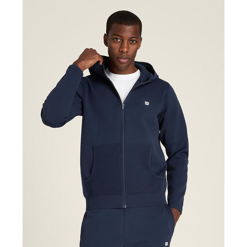 Wilson威尔胜男士运动夹克保暖透气舒适日常穿着深蓝色全拉链