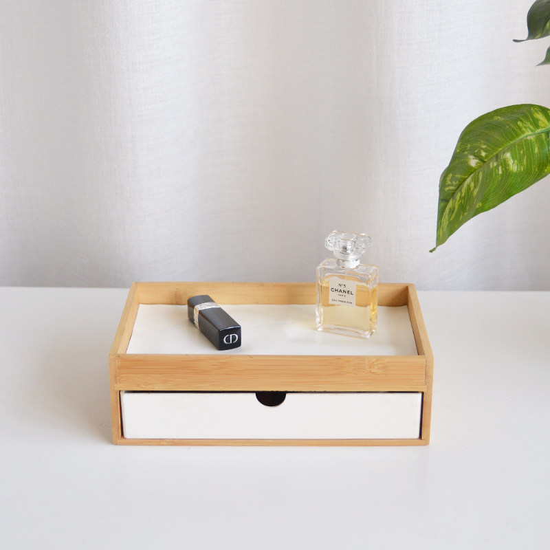 日式风桌面进门玄关储物盒带抽屉