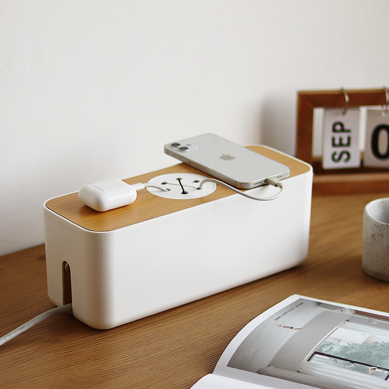 竹白家插线板收纳盒电线收纳盒