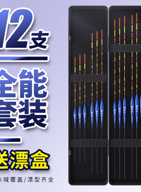 高灵敏野钓浮漂纳米加粗醒目鲫鱼漂盒装大物鱼漂套装全套成品鱼标