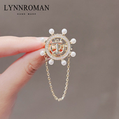 LYNNROMAN海军风仿珍珠船锚胸针女个性 大衣配饰 流苏别针毛衣西装