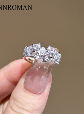 水晶蝴蝶结戒指女轻奢高级感