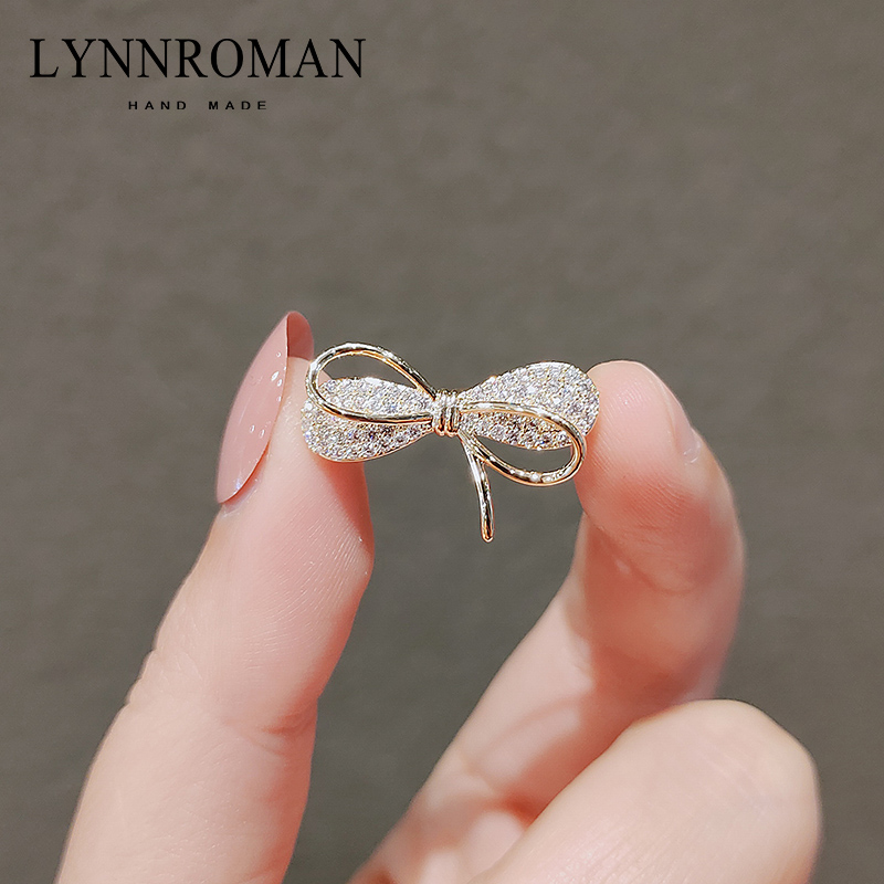 日韩新品氧化锆优雅蝴蝶结胸针