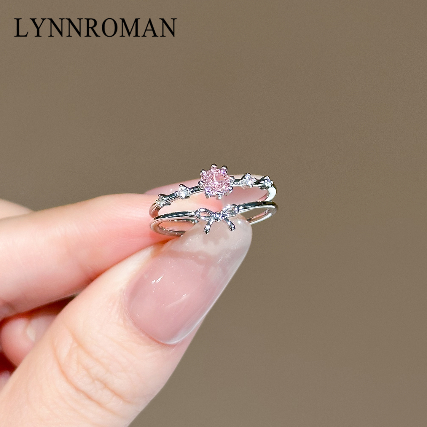 蝴蝶结水晶戒指女小众设计