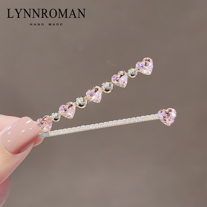 甜酷粉色爱心仿水晶发夹少女刘海侧边夹一字夹发卡套装,饰品/流行首饰/时尚饰品新,发饰,淘宝优惠券,粉丝福利购,淘宝优惠卷