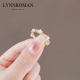 LYNNROMAN高级感珍珠锆石花朵戒指女个性 洋气食指戒开口戒 时尚