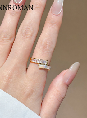 轻奢小众贝母锆石开口女戒