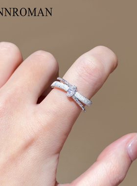 银色交叉轻奢女款食指开口戒