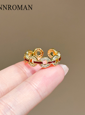 招财红绳铜钱复古戒指