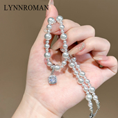 LYNNROMAN水晶吊坠珍珠项链女高级感轻奢精致时尚 气质锁骨链颈链