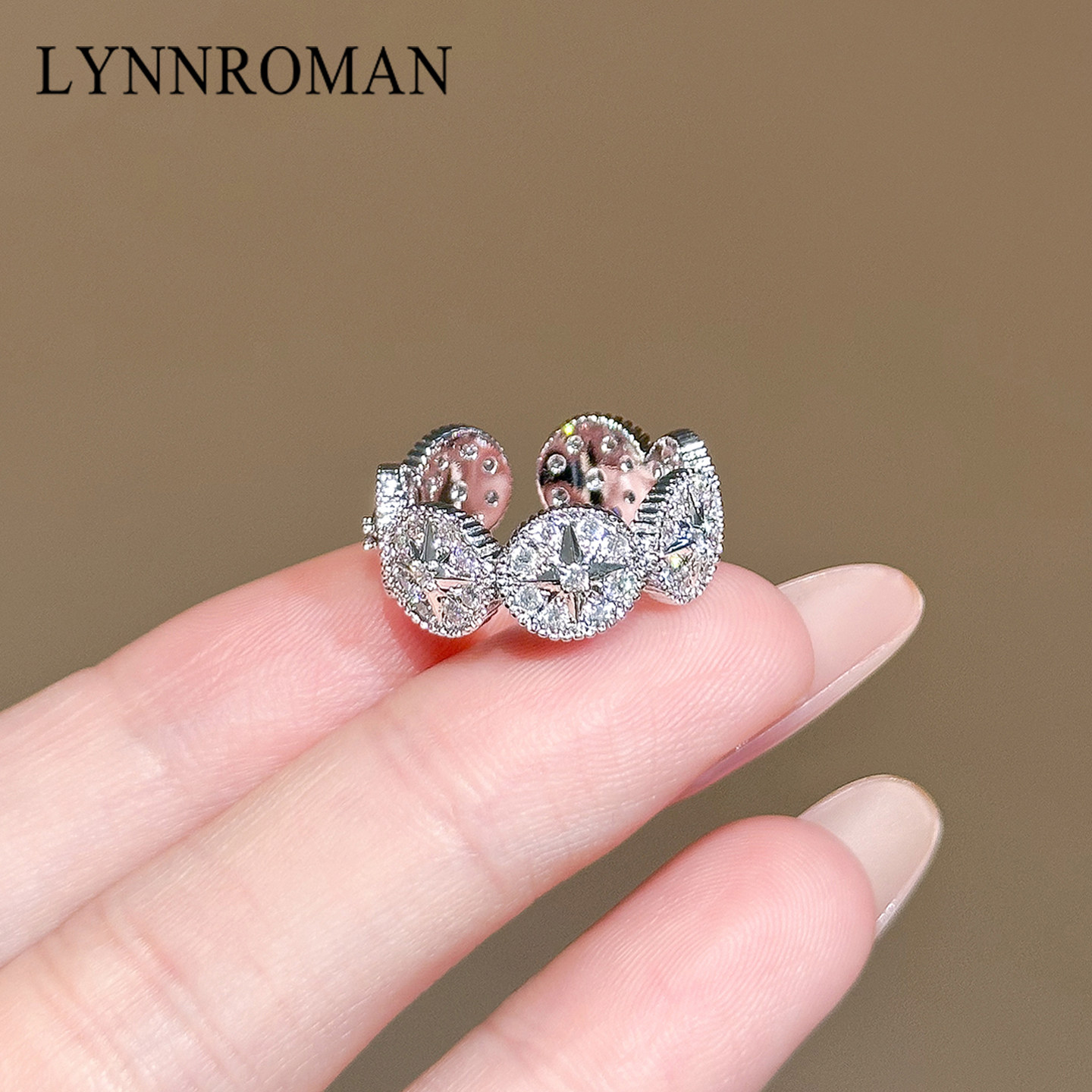 锆石八芒星戒指女款小众设计感