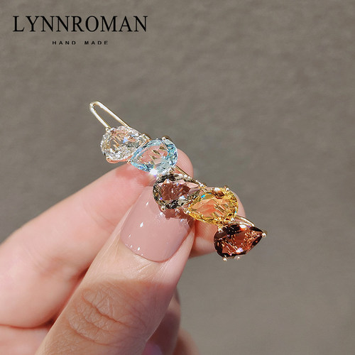 幻彩仿水晶边夹青蛙扣韩国新品