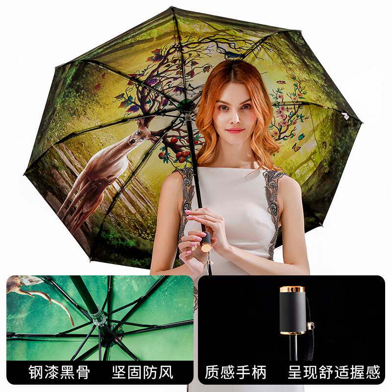 策余精品黑伞晴雨两用黑胶防晒防紫外线女小鹿胶下双层折叠晴雨伞|ruв категории начало ежедневно, зонтик/дождь/дождь/водостойкость, зонтик - от Buy2taobao.com для оказания профессиональной услуги покупки агента Taobao
