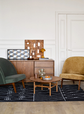 Mountain Living橡木实木家具休闲椅单人沙发椅小型中古高端绿色