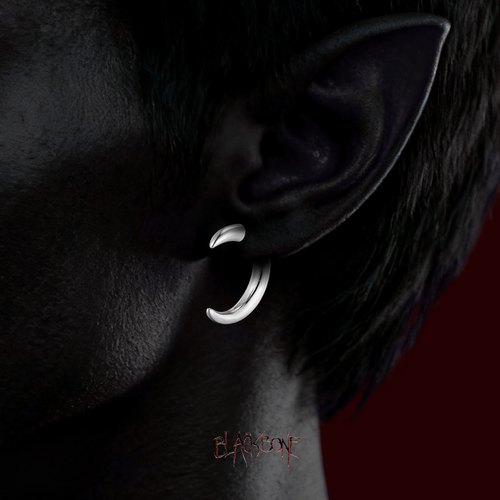 黑骨钛钢月牙小众暗黑嘻哈耳钉