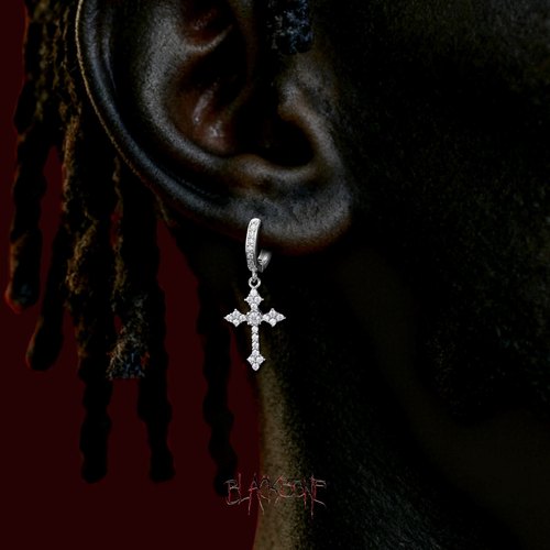 黑骨S925纯银十字满钻情侣耳环