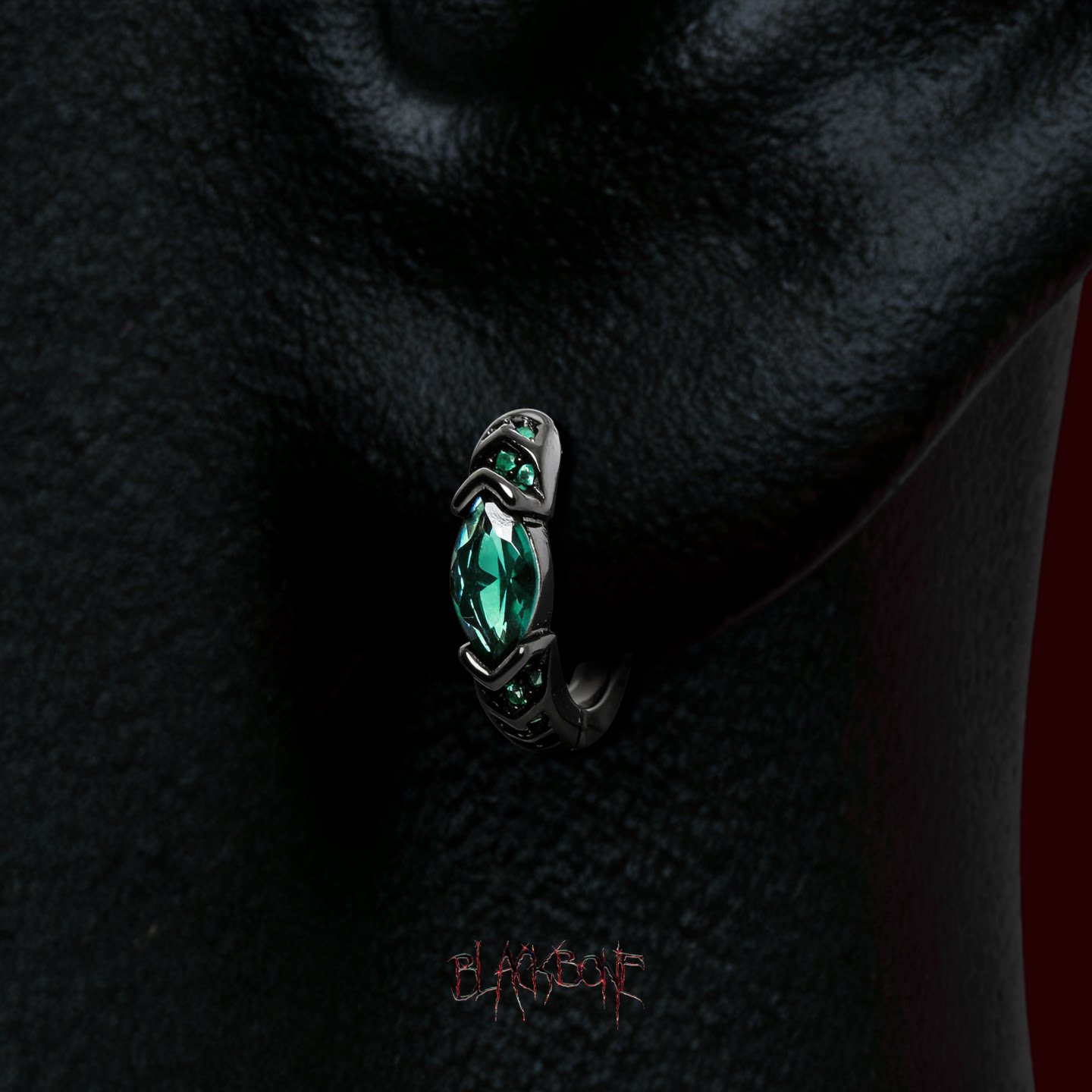 黑骨BLACKBONE S999足银锆石荷鲁斯百搭男女简约耳环时尚设计耳扣