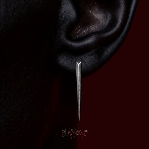 黑骨S925纯银复古做旧长刺耳环