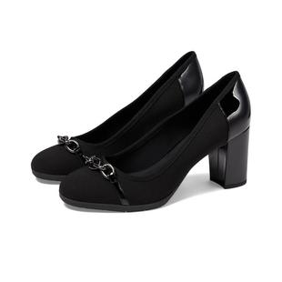 Klein安妮克莱因单鞋 正品 Anne 代购 流行女士一脚蹬透气黑色高跟鞋