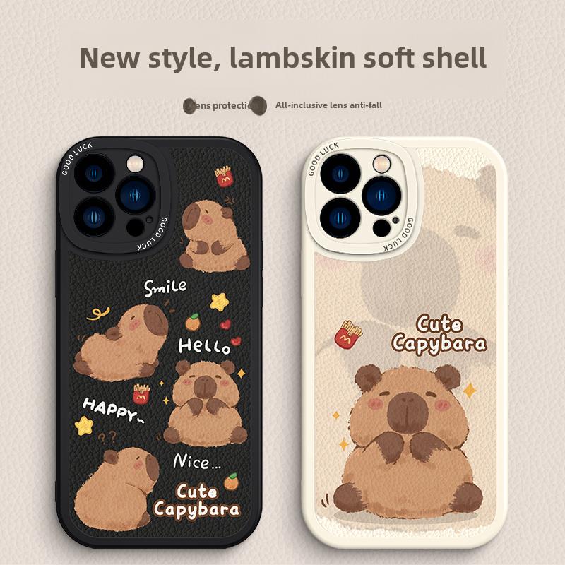 适用于Apple 16手机壳Capybara Capibala iPhone 15 Pro Max全包14Plus软硅胶13Pro卡通可爱流行12Mini女性新