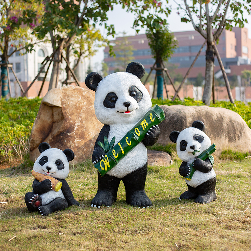 仿真可爱大熊猫雕塑装饰摆件