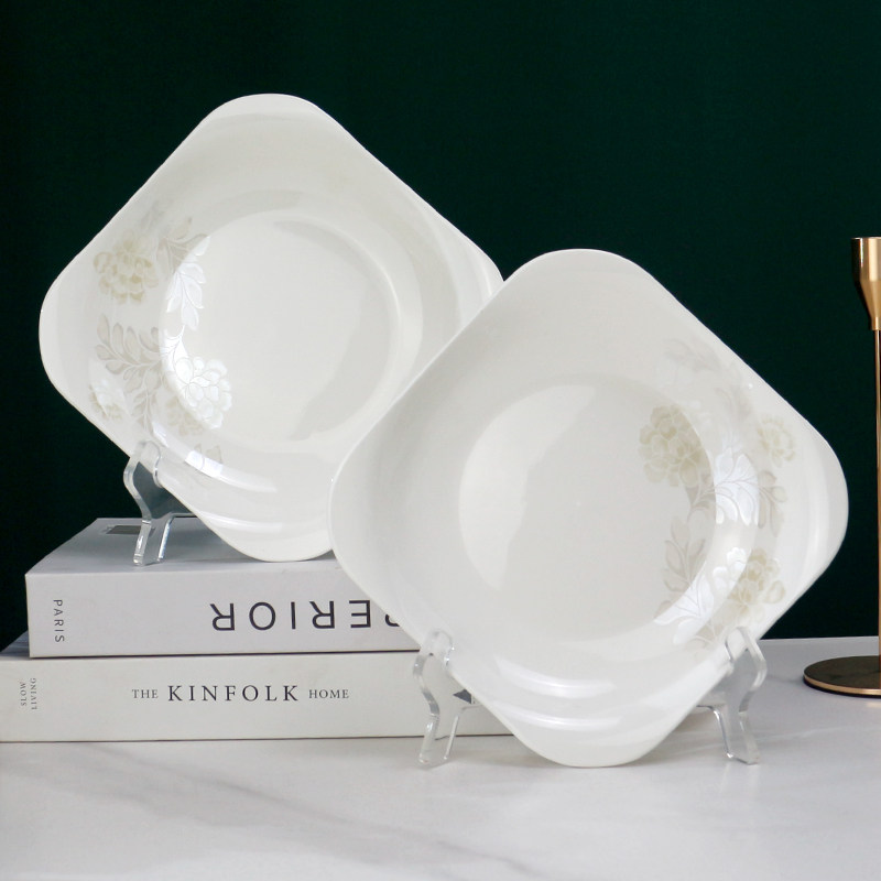 清雅名媛8.5英寸方形盘子陶瓷菜盘家用高颜值食品级菜碟碗碟套装,餐饮具,盘,淘宝优惠券,粉丝福利购,淘宝优惠卷
