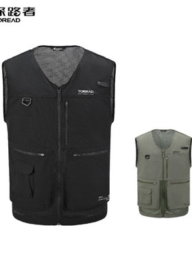 探路者户外休闲衣 春夏男式马甲TAFFAM81521