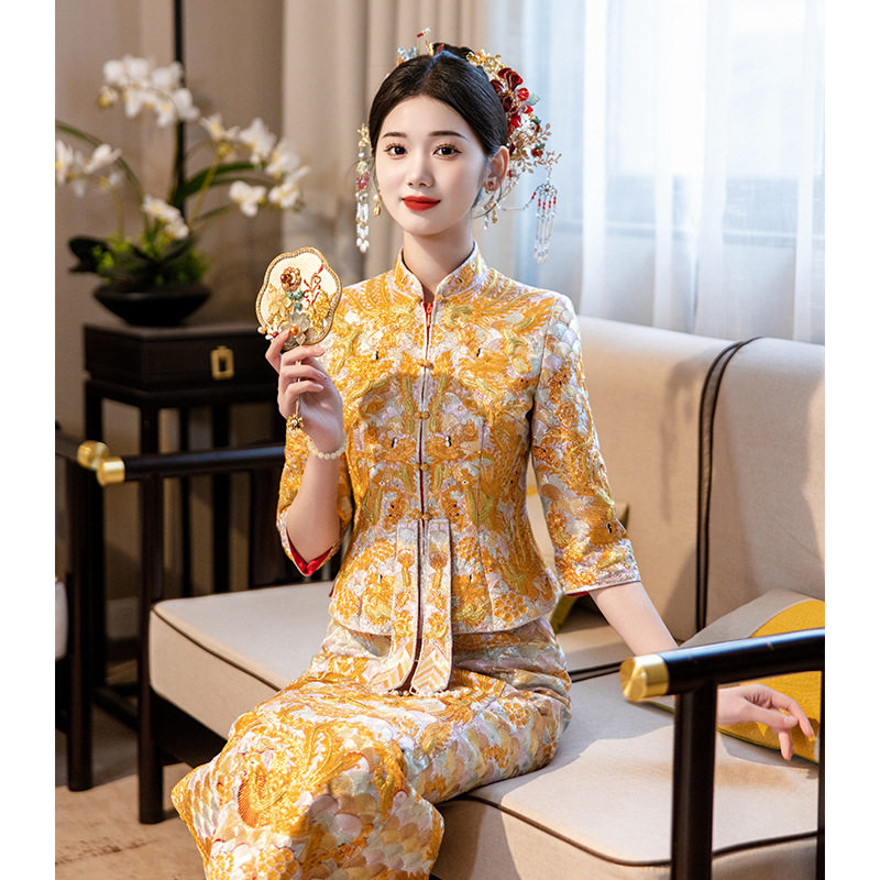 秀禾服中式嫁衣2025新款结婚褂皇显瘦婚服修身龙凤褂新娘出阁