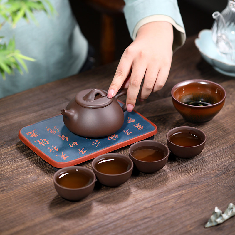 金镶玉石瓢壶紫砂茶具套装功夫茶具茶杯泡茶专用送长辈高档伴手礼