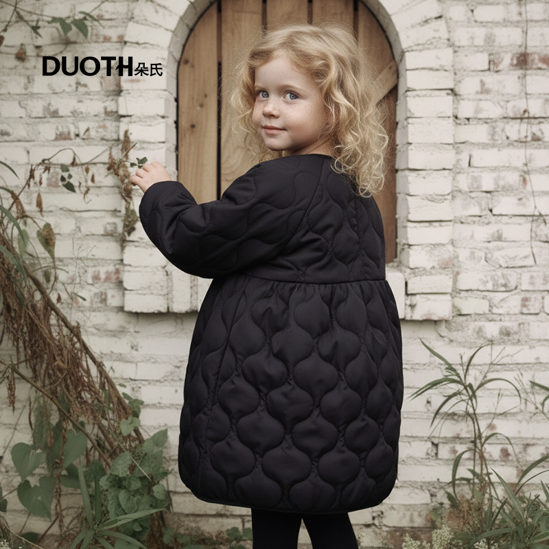 DUOTH朵氏女童桃皮绒夹棉连衣裙