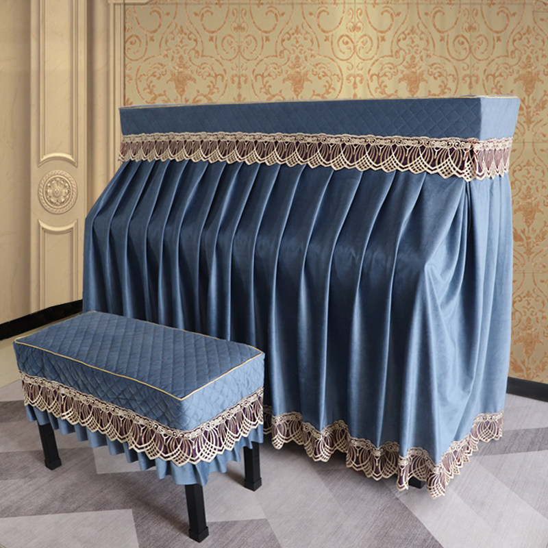 钢琴罩欧式简约现代丝绒意大利加厚半罩布艺高档琴套防尘凳罩琴套