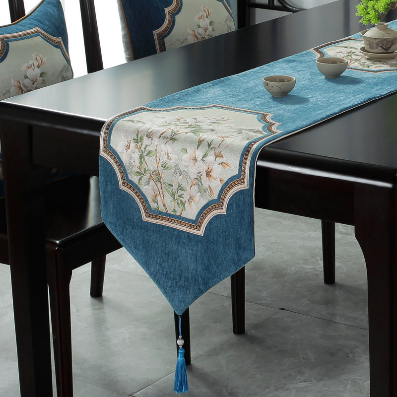 中式桌旗禅意茶席长条电视柜布艺