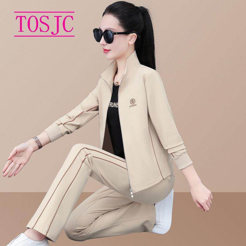 秋冬运动套装女2025新款时尚气质韩版卫衣跑步运动服休闲三件套