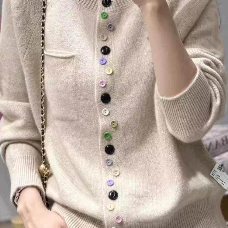 RAGR 不规则彩扣毛衣小香风羊绒外套纯羊毛开 衫女冬季新款圆领,男装,大码上装,淘宝优惠券,粉丝福利购,淘宝优惠卷