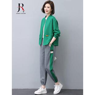 休闲时尚运动运动衫套装2025秋季女性新款外国风格，适合减龄和小