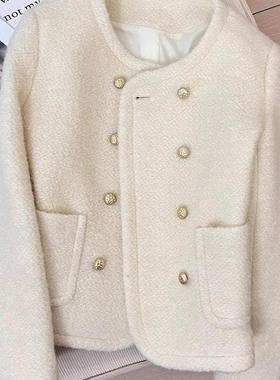 LILY MOST米色气质百搭小香风毛呢短外套女冬季2025新款时尚上衣