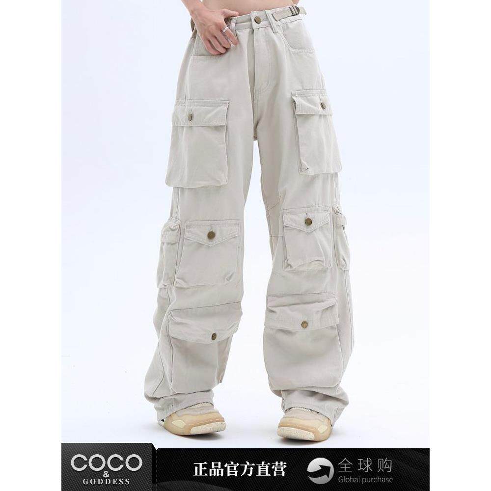 COCO&GODDESS美式潮牌工装裤女2023新款宽松直筒高腰阔腿休闲裤