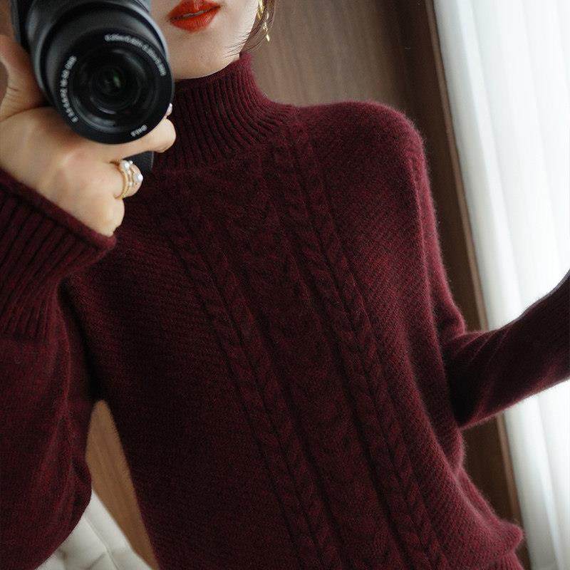半高圆领羊毛衫女秋冬2025新款宽松加厚显瘦针织打底羊毛套头毛衣,女装/女士精品,毛针织衫,淘宝优惠券,粉丝福利购,淘宝优惠卷