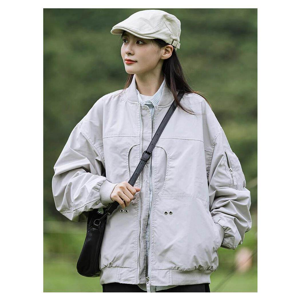 AUFUNRA 棒球服夹克日系休闲复古2026男女生春秋飞行员工装外套潮