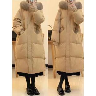 LILY MOST狐狸大毛领羽绒服女2025冬新款中长款加厚连帽90白鸭绒