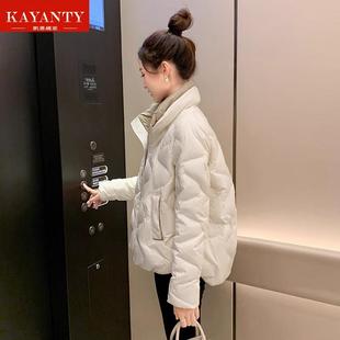 KAYANTY羽绒服女短款小个子2025年冬季新款设计感立领白鸭绒女士