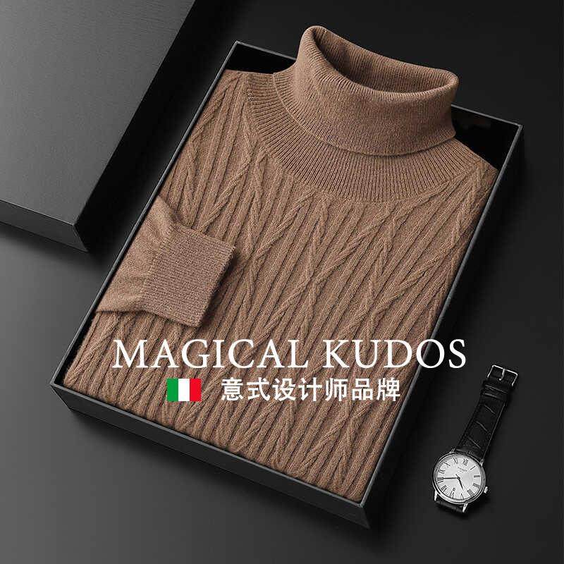 MAGICAL KUDOS100山羊绒衫男士高翻领重工提花毛衣针织羊毛打底衫,男装,羽绒马甲,淘宝优惠券,粉丝福利购,淘宝优惠卷