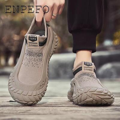 ENPEFO轻奢男士休闲透气户外登山防滑耐磨飞织网面轻便一脚蹬男鞋