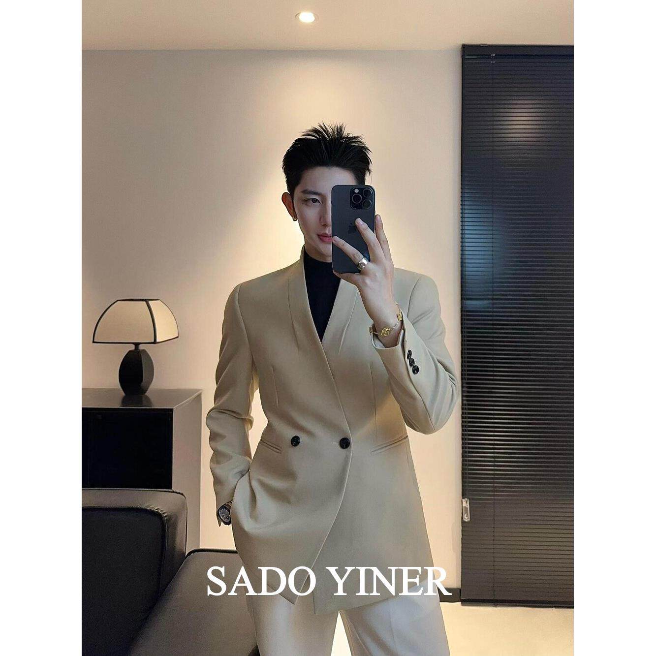 SADO YINER西装外套男2025新款修身结婚高级感商务休闲西服套装潮