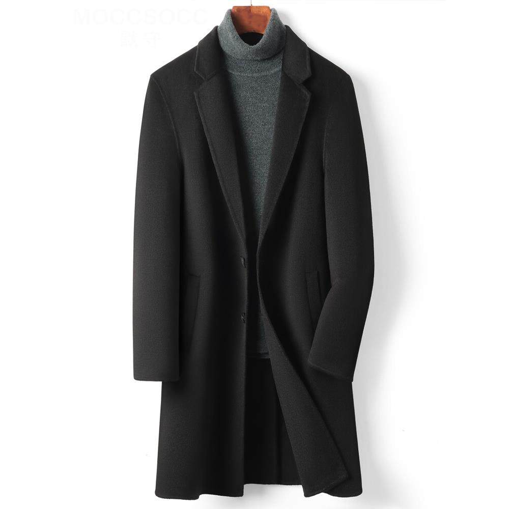 默守全山羊绒双面大衣男士中长款冬季加厚青中年商务高端风衣外套