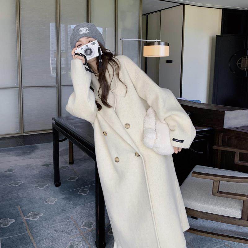 LILY MOST米白色双面羊绒大衣女韩系温柔风中长款毛呢外套,女装/女士精品,派克服,淘宝优惠券,粉丝福利购,淘宝优惠卷